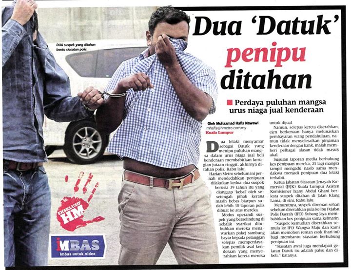 DUA ‘DATUK’ PENIPU DITAHAN