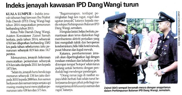 INDEKS JENAYAH KAWASAN IPD DANG WANGI TURUN