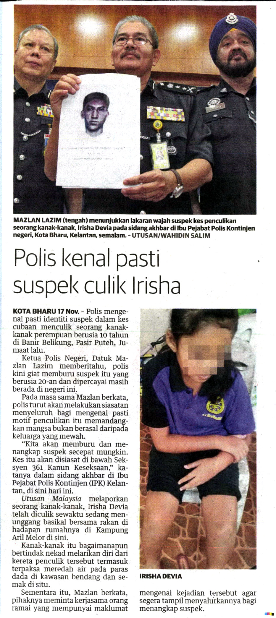 POLIS KENAL PASTI SUSPEK CULIK IRISHA