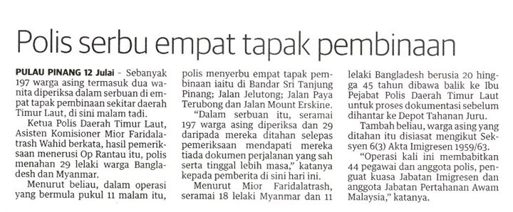 WARGA ASING DIGEMPUR DI PULAU PINANG