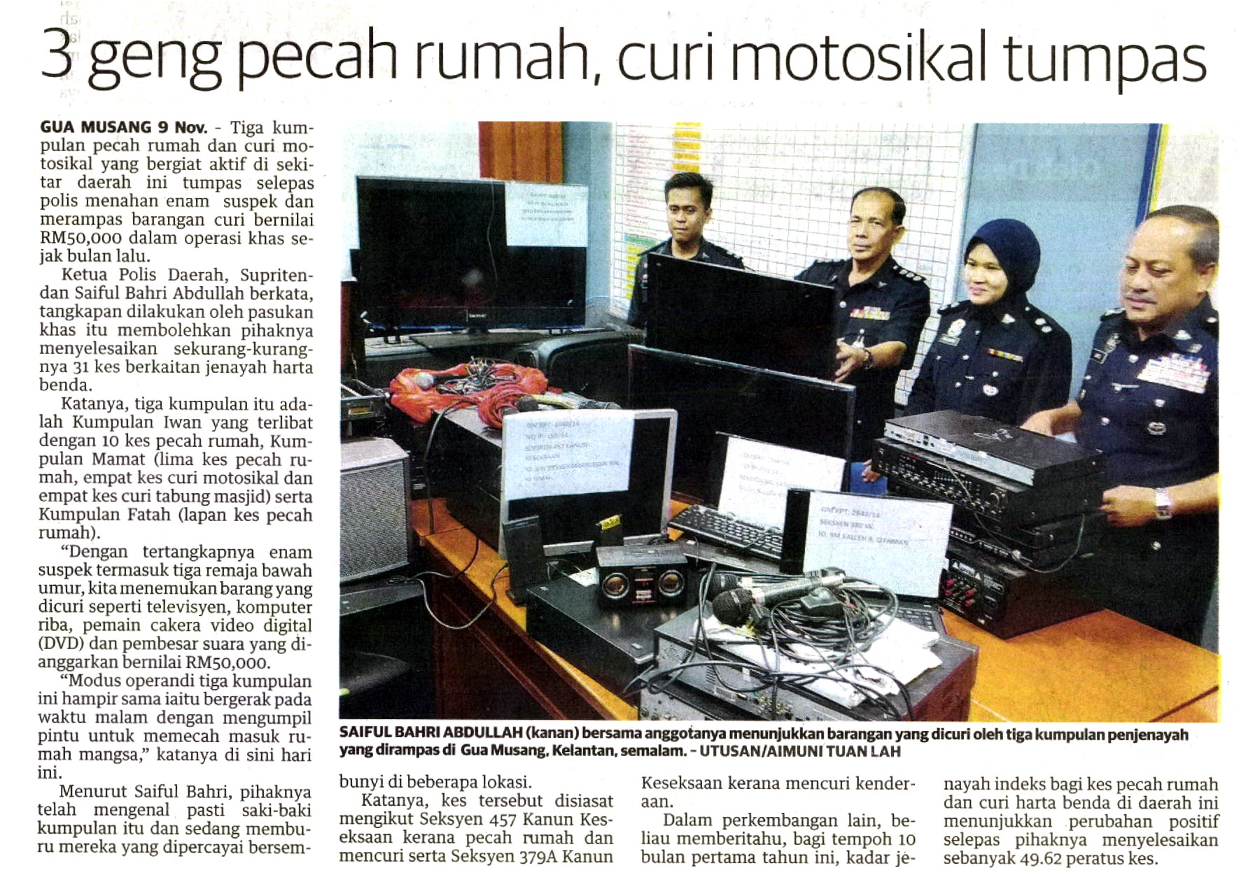 3 GENG PECAH RUMAH, CURI MOTOSIAL TUMPAS