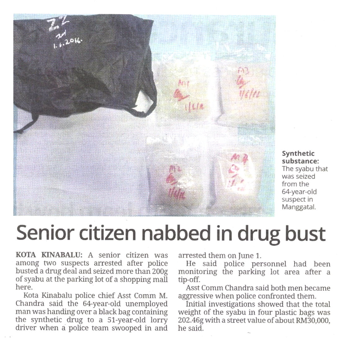 SENIOR CITIZEN NABBED IN DRUG BUST